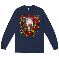 Navy christmas horseshoe with hereford cow Long Sleeve Tee - RanaPortraitStore