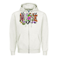 Oatmeal Heather nurse halloween Zipper Hoodie - RacoonDesign
