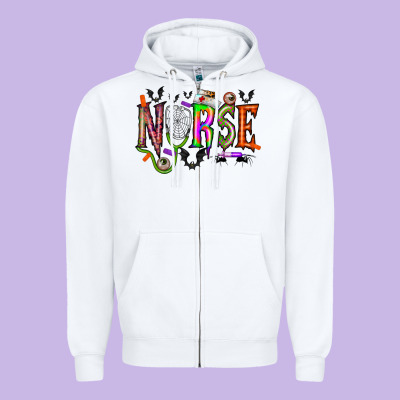 Nurse Halloween Zipper Hoodie Designed By Racoondesign