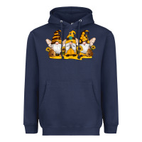 Navy western bee gnomes beehive honey sunflowers Heavyweight Hoodie - Artiststas