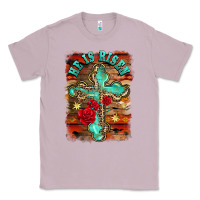 Lilac he is risen cross with roses background Classic Tee - BarkalooDesign