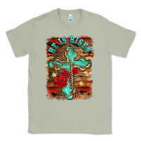 Matcha he is risen cross with roses background Classic Tee - BarkalooDesign