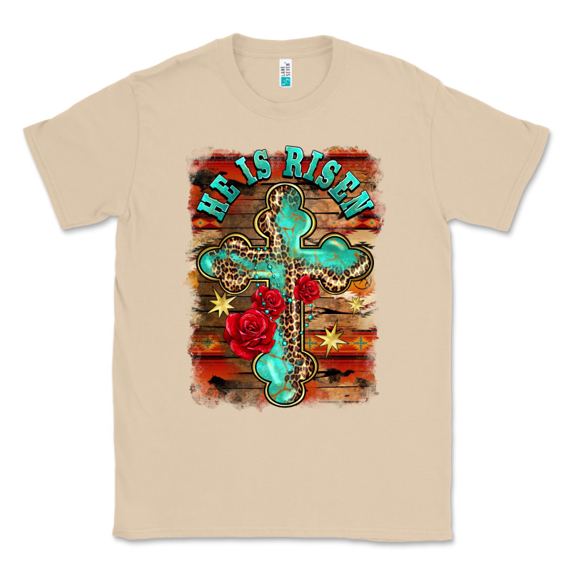He Is Risen Cross With Roses Background Classic Tee by BarkalooDesign | Teevron