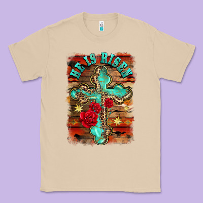 He Is Risen Cross With Roses Background Classic Tee Designed By Barkaloodesign
