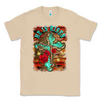Mushroom he is risen cross with roses background Classic Tee - BarkalooDesign