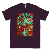 Plum he is risen cross with roses background Classic Tee - BarkalooDesign