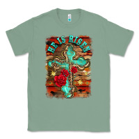 Sage he is risen cross with roses background Classic Tee - BarkalooDesign