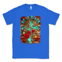 True Royal he is risen cross with roses background Classic Tee - BarkalooDesign