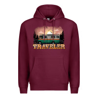 Burgundy traveler Premium Hoodie - NancyCooperArtShop