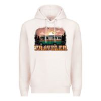Pale Pink traveler Premium Hoodie - NancyCooperArtShop