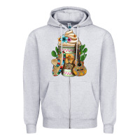 Heather Grey mexican hot coffee cup Zipper Hoodie - FaDigitalArtStudio