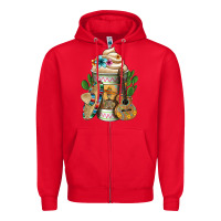 Red mexican hot coffee cup Zipper Hoodie - FaDigitalArtStudio