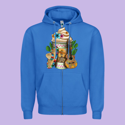 Mexican Hot Coffee Cup Zipper Hoodie Designed By Fadigitalartstudio
