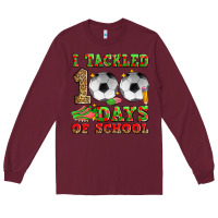 Burgundy i tackled 100 days of school soccer Long Sleeve Tee - Zillion Design Studio