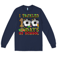 Navy i tackled 100 days of school soccer Long Sleeve Tee - Zillion Design Studio