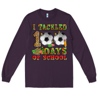 Plum i tackled 100 days of school soccer Long Sleeve Tee - Zillion Design Studio