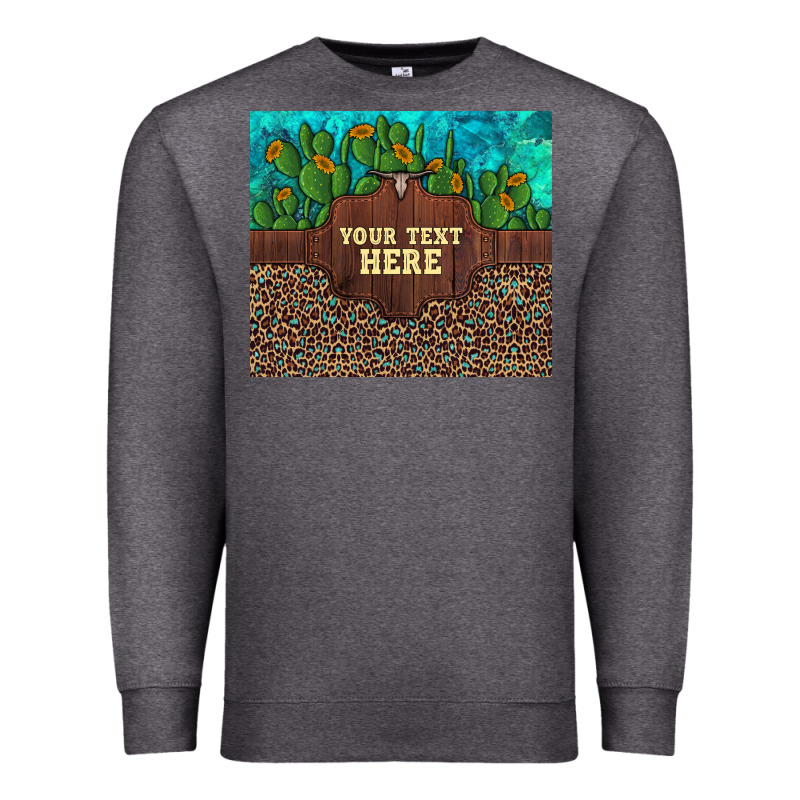 Preview Custom Cactus And Sunflowers Leopard Turquoise Premium Sweatshirt by Artiststas | Teevron
