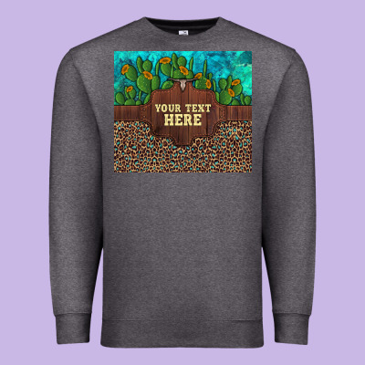 Preview Custom Cactus And Sunflowers Leopard Turquoise Premium Sweatshirt Designed By Artiststas