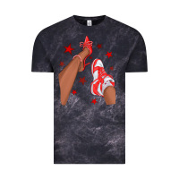 Cloud Black Bright Red Afro Girl Sneakers and Heels Vintage Tee - texasbilliewilder