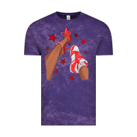 Cloud Purple Bright Red Afro Girl Sneakers and Heels Vintage Tee - texasbilliewilder