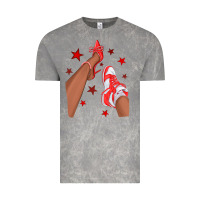 Cloud Rock Bright Red Afro Girl Sneakers and Heels Vintage Tee - texasbilliewilder
