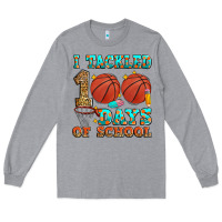 Heather Grey i tackled 100 days of school basketball Long Sleeve Tee - Zillion Design Studio