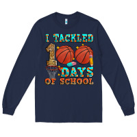 Navy i tackled 100 days of school basketball Long Sleeve Tee - Zillion Design Studio