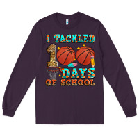 Plum i tackled 100 days of school basketball Long Sleeve Tee - Zillion Design Studio