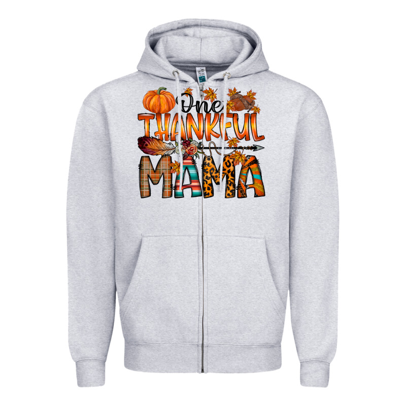 One Thankful Mama Zipper Hoodie by RacoonDesign | Teevron