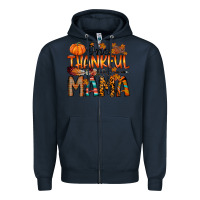 Navy one thankful mama Zipper Hoodie - RacoonDesign