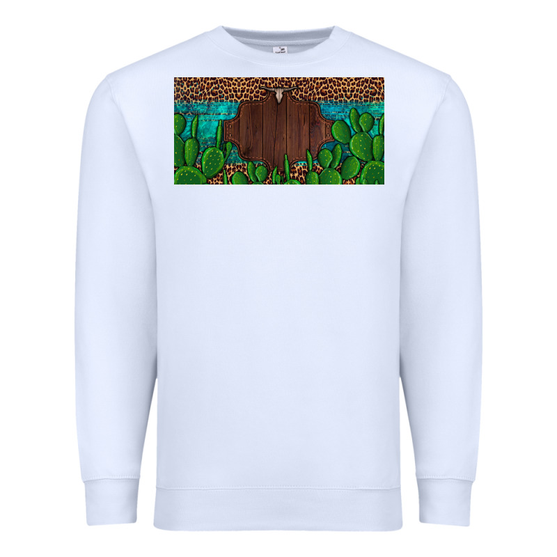 Western Cactus Leopard And Turquoise Custom Nametext License Plate Premium Sweatshirt by Artiststas | Teevron