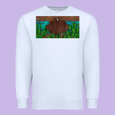 Western Cactus Leopard And Turquoise Custom Nametext License Plate Premium Sweatshirt Designed By Artiststas