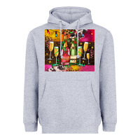 Heather Grey Christmas champagne bottles and Heavyweight Hoodie - AdoDesignShop