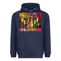 Navy Christmas champagne bottles and Heavyweight Hoodie - AdoDesignShop