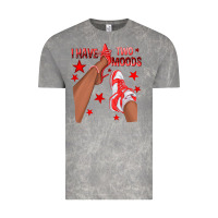 Cloud Rock Bright Red I Have Two Moods Afro Girl Sneakers Vintage Tee - texasbilliewilder