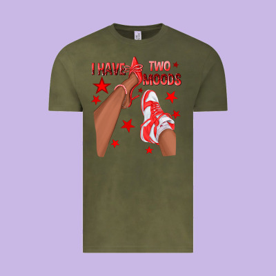 Bright Red I Have Two Moods Afro Girl Sneakers Vintage Tee Designed By Texasbilliewilder