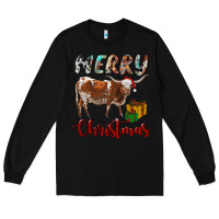 Black Texas Longhorn Merry Christmas Long Sleeve Tee - RanaPortraitStore