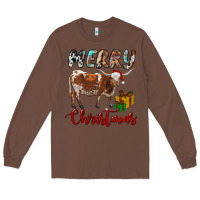 Chestnut Texas Longhorn Merry Christmas Long Sleeve Tee - RanaPortraitStore