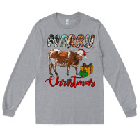 Heather Grey Texas Longhorn Merry Christmas Long Sleeve Tee - RanaPortraitStore