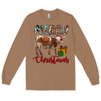 Toasted Coconut Texas Longhorn Merry Christmas Long Sleeve Tee - RanaPortraitStore