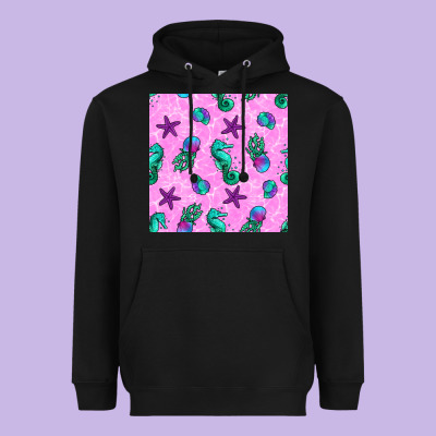 Summer Ocean Seamless Pattern Heavyweight Hoodie Designed By Bundleandbundleshop