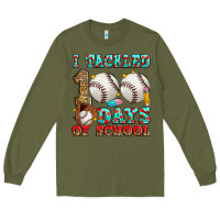 Army Green i tackled 100 days of school baseball Long Sleeve Tee - Zillion Design Studio