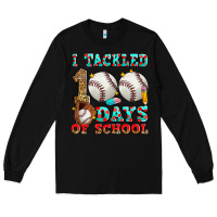 Black i tackled 100 days of school baseball Long Sleeve Tee - Zillion Design Studio
