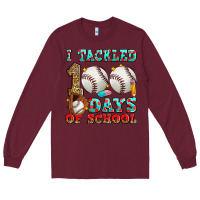 Burgundy i tackled 100 days of school baseball Long Sleeve Tee - Zillion Design Studio