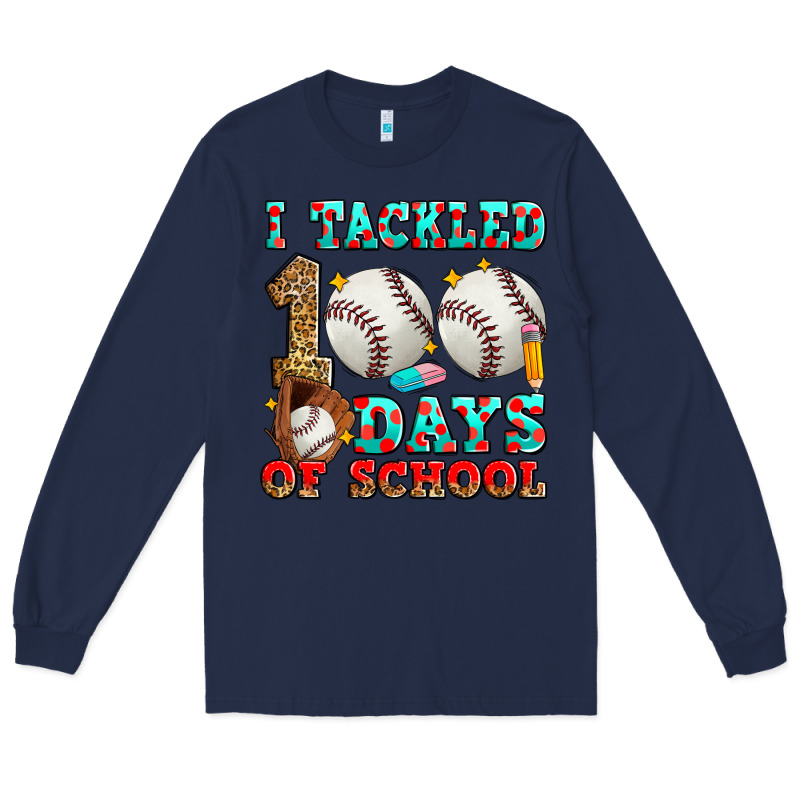 I Tackled 100 Days Of School Baseball Long Sleeve Tee by Zillion Design Studio | Teevron
