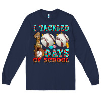 Navy i tackled 100 days of school baseball Long Sleeve Tee - Zillion Design Studio