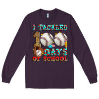 Plum i tackled 100 days of school baseball Long Sleeve Tee - Zillion Design Studio