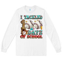 White i tackled 100 days of school baseball Long Sleeve Tee - Zillion Design Studio