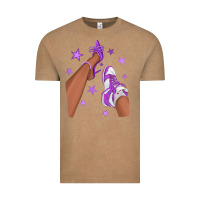 Vintage Coffee Purple Afro Girl Sneakers and Heels Vintage Tee - texasbilliewilder
