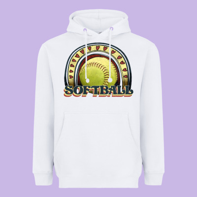 Softball Rainbow Heavyweight Hoodie Designed By Jahusdesignshop